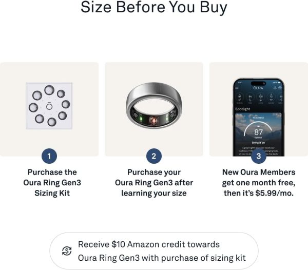 Oura Ring Gen3 Horizon - Silver - Size 11 - Smart Ring - Size First with Oura Ring Gen3 Sizing Kit - Sleep Tracking Wearable - Heart Rate - Fitness Tracker - 5-7 Days Battery Life - Image 63