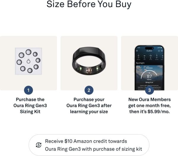 Oura Ring Gen3 Horizon - Silver - Size 11 - Smart Ring - Size First with Oura Ring Gen3 Sizing Kit - Sleep Tracking Wearable - Heart Rate - Fitness Tracker - 5-7 Days Battery Life - Image 52
