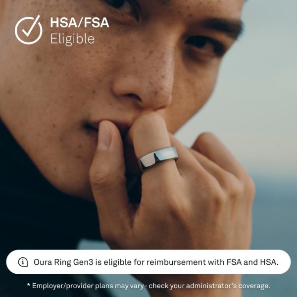 Oura Ring Gen3 Horizon - Silver - Size 11 - Smart Ring - Size First with Oura Ring Gen3 Sizing Kit - Sleep Tracking Wearable - Heart Rate - Fitness Tracker - 5-7 Days Battery Life - Image 6