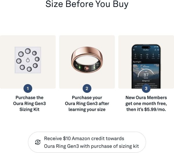 Oura Ring Gen3 Horizon - Silver - Size 11 - Smart Ring - Size First with Oura Ring Gen3 Sizing Kit - Sleep Tracking Wearable - Heart Rate - Fitness Tracker - 5-7 Days Battery Life - Image 13