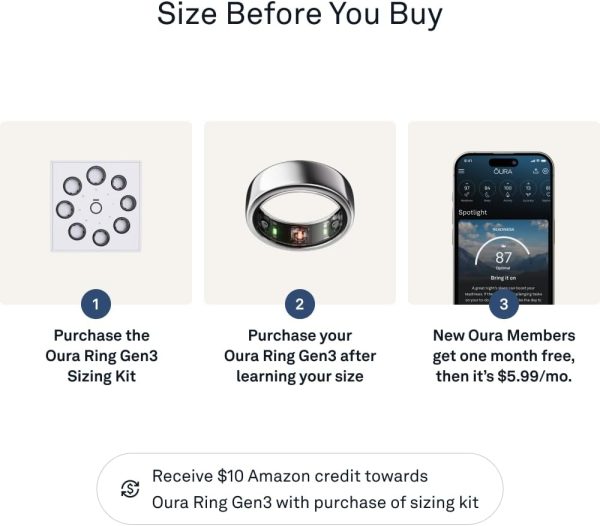 Oura Ring Gen3 Horizon - Silver - Size 11 - Smart Ring - Size First with Oura Ring Gen3 Sizing Kit - Sleep Tracking Wearable - Heart Rate - Fitness Tracker - 5-7 Days Battery Life - Image 58