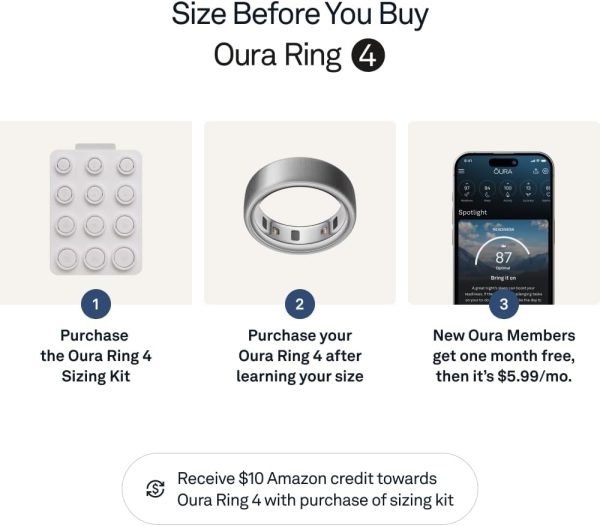 Oura Ring 4 - Black - Size 11 - Smart Ring - Unique Sizing, Not Standard US Ring Sizes - Size First - Sleep Tracking Wearable - Heart Rate - Fitness Tracker - Up to 8 Days of Battery Life - Image 13