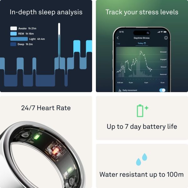 Oura Ring Gen3 Horizon - Silver - Size 11 - Smart Ring - Size First with Oura Ring Gen3 Sizing Kit - Sleep Tracking Wearable - Heart Rate - Fitness Tracker - 5-7 Days Battery Life - Image 5
