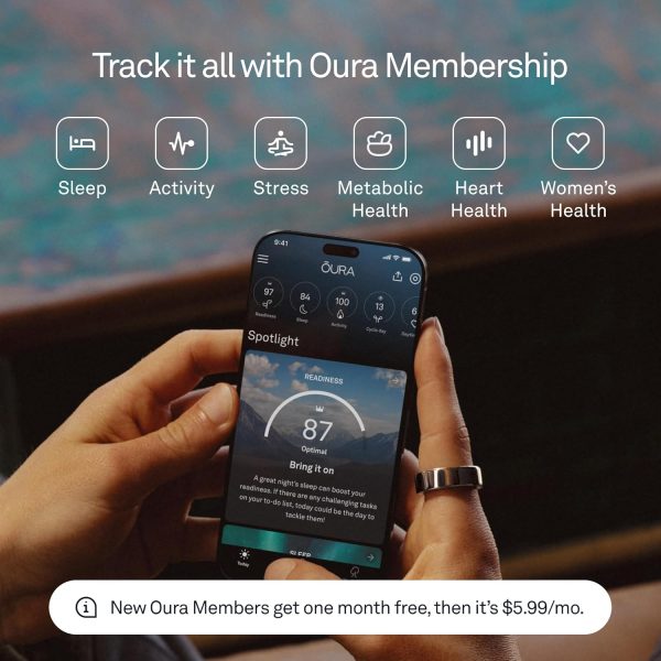 Oura Ring 4 - Black - Size 11 - Smart Ring - Unique Sizing, Not Standard US Ring Sizes - Size First - Sleep Tracking Wearable - Heart Rate - Fitness Tracker - Up to 8 Days of Battery Life - Image 4